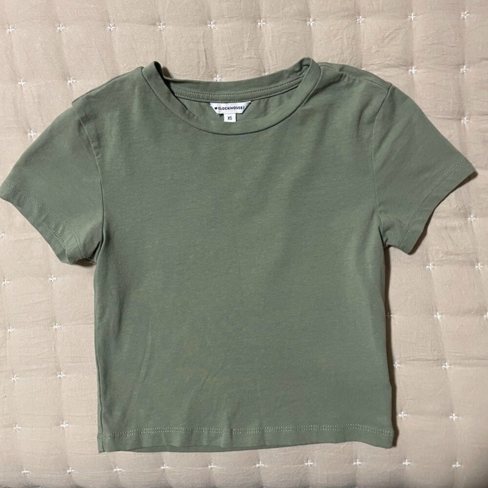 Clockhouse crop T-shirt, green in XS